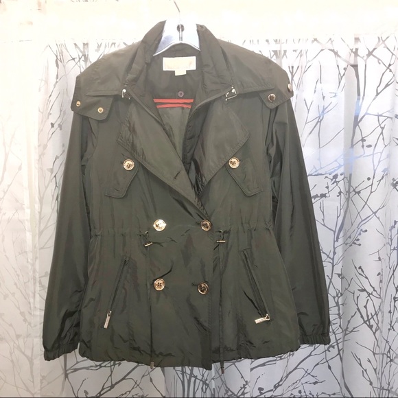 Michael Kors CONVERTIBLE green utility jacket coat - Picture 5 of 8